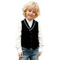 thumbnail image 3 of JIAYUE Tops for Boys Sleeveless Knit Vest Button Front Solid Color For Kids Formal Occasion Wear, 3 of 6