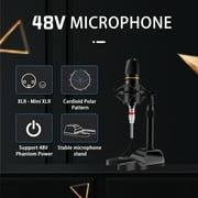 Podcast Equipment Bundle ALL-IN-ONE Audio Interface DJ Mixer 48V Phantom Power Supply Microphone System with Rechargeable