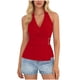 thumbnail image 1 of Tops Casuales sin Mangas para las Mujeres V Cuello Blusa Plegado Vendaje Suéter de Verano Damas Camisa Diaria, 1 of 9