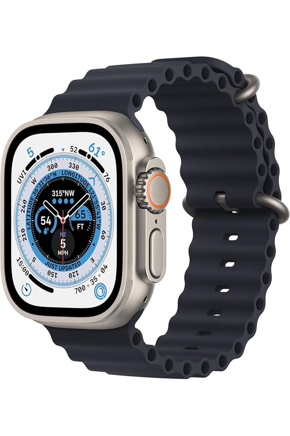 Restored Apple Watch Ultra [GPS + Cellular 49mm] Smart Watch w/Rugged Titanium Case & Midnight Ocean Band (Refurbished)