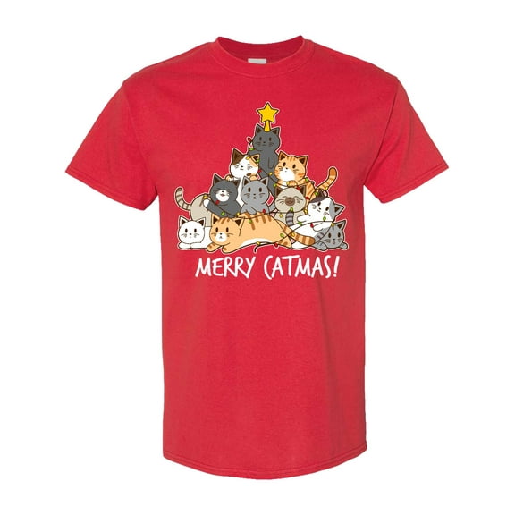 Inktastic Merry Catmas with Cat Tree and Yellow Star T-Shirt