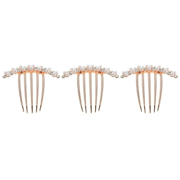 WORGEOUS 3pcs Pearl Hairpins Minimalist Hair Side Combs Women Decorative Hair Accessories For Bridal And Special Occasions