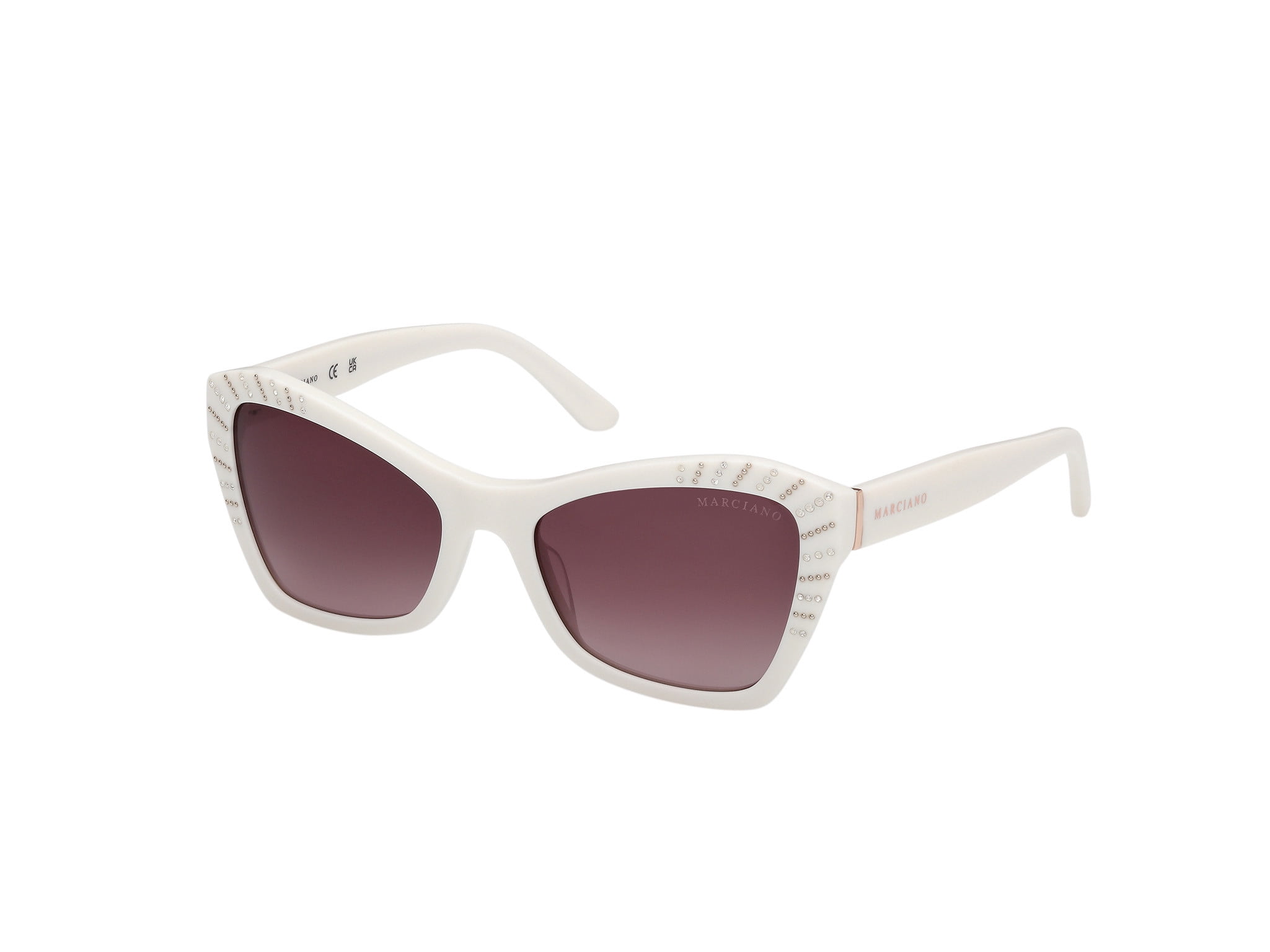 GUESS White Cat-Eye Sunglasses with Brown Gradient Lenses and Crystal Accents GUESS Women main image 4