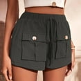 thumbnail image 6 of Womens Summer Shorts Casual Solid Color Elastic High Waist Short Pants Double Pockets Ladies Loose Beach Shorts, 6 of 8