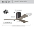 thumbnail image 6 of Matthews Fan Company IR3H-TB-GA-60 Irene 60" Textured Bronze Hugger Ceiling Fan with 3 Gray Ash Blades, Remote and Wall Control, Indoor/Outdoor Damp Rated, 6 of 6
