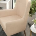 thumbnail image 6 of Emma + Oliver Traditional Wingback Accent Chair, Faux Leather Upholstery and Wooden Frame and Legs, Light Brown, 6 of 10