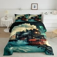 thumbnail image 2 of Steam Engine Toddler Bedding Set Vintage Car Track Comforter Set Transportation Vehicles Down Comforter Snow Locomotive Bed Set Teens Bedroom Decor, 2 of 7