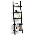 thumbnail image 1 of Giantex Ladder Shelf 5-Tier Wall-Leaning Bookshelf Ladder Bookcase, Simple Modern Wood Storage Display Shelf for Home, Black, 1 of 5