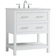 thumbnail image 3 of Pemberly Row Meuble-Lavabo de Salle de Bain Moderne à Dessus à Quartz Simple de 30 Pouces en Blanc, 3 of 15