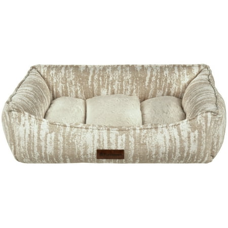 Furhaven Pet Products Medium Overstuffed Cozy Couch Non-Slip Dog & Cat Bed, 27"x21", Taupe