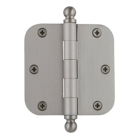 Grandeur Balhng-Rd-Mar-Res-3.5 Solid Brass 3.5" Ball Tip Designer Hinge - Nickel