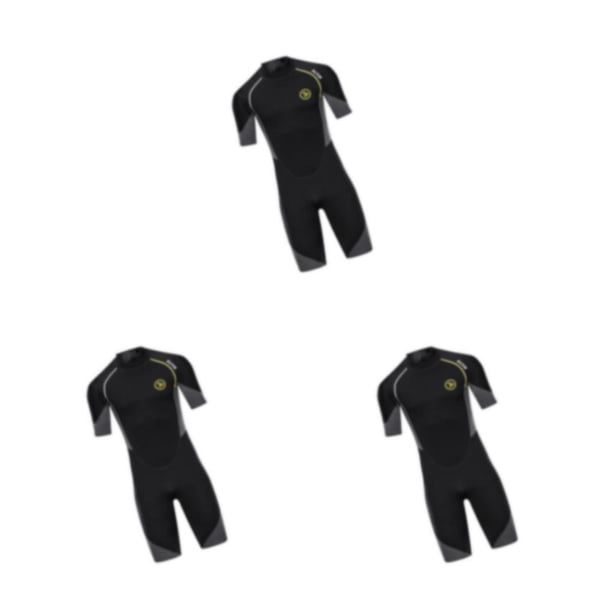 Greeniant Traje de buceo de neopreno para adultos Traje de baño corto de 5 mm Cremallera trasera para hombres Negro Gris L Type1 NO1