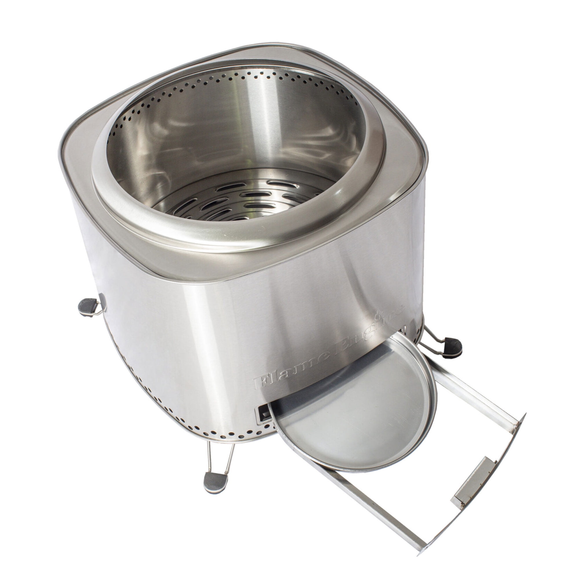 Flame Engine 19 Inch Square Smokeless Fire Pit w/ Carry Bag, Stainless Steel