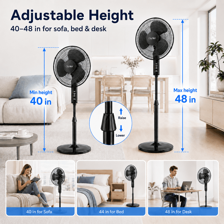 Qunler 16-Inch Pedestal Fan with Remote, 10-Hour Timer photo 8
