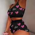 thumbnail image 2 of Conjunto de dobladillo con volantes y bloques de colores con estampado informal para mujer, traje de chaleco con tirantes sexy para el hogar Pompotops  qwe22560, 2 of 7