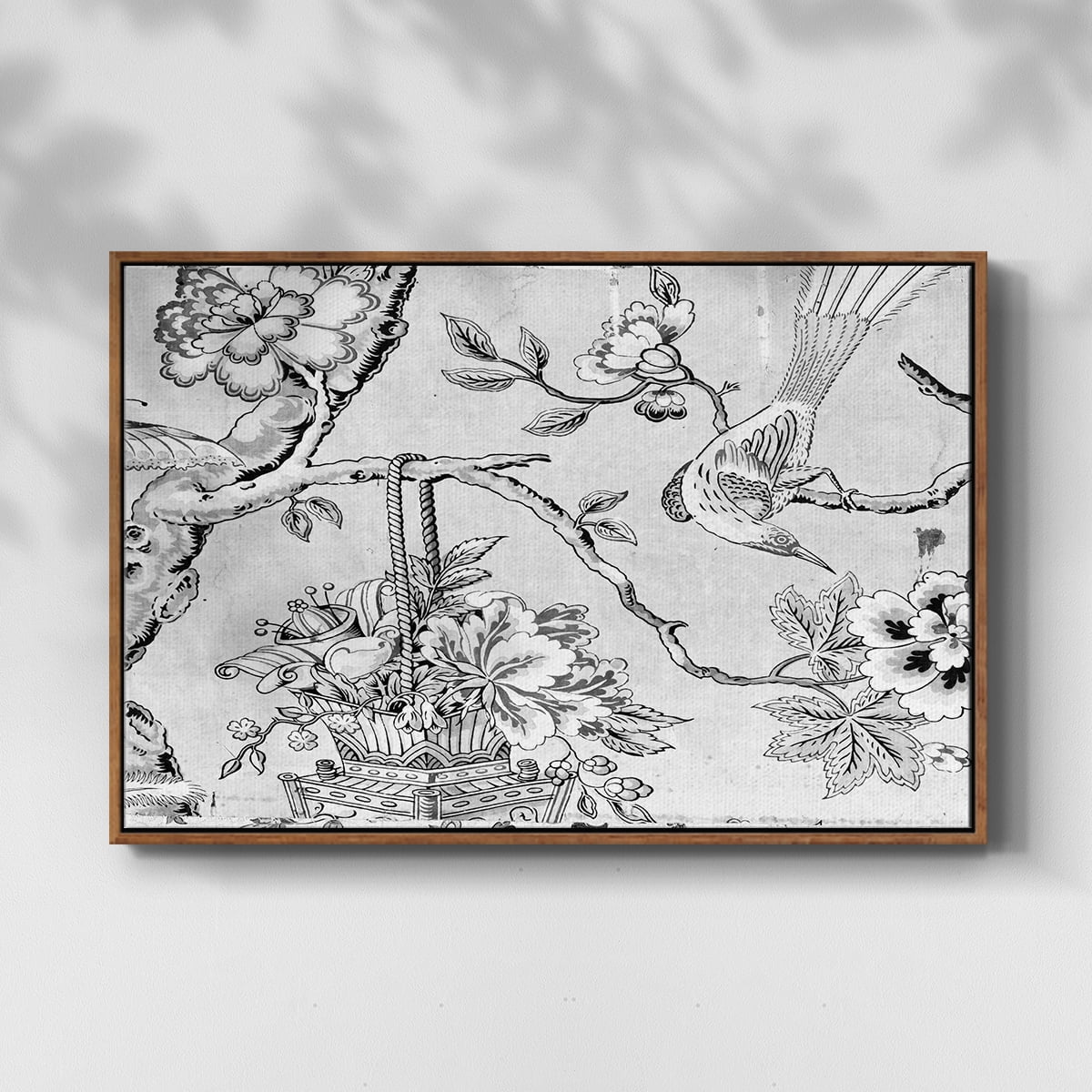 Vintage Abstract Print-XIX Framed in Walnut Wood Gallery Wrapped Canvas 25 in. x 37 in.