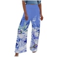 thumbnail image 2 of Yuwull Wide Leg Linen Pants for Women Summer Boho Pants Casual Loose Beach Pants for Women Floral Print Palazzo Pants for Women Dressy Flowy Pants, 2 of 5