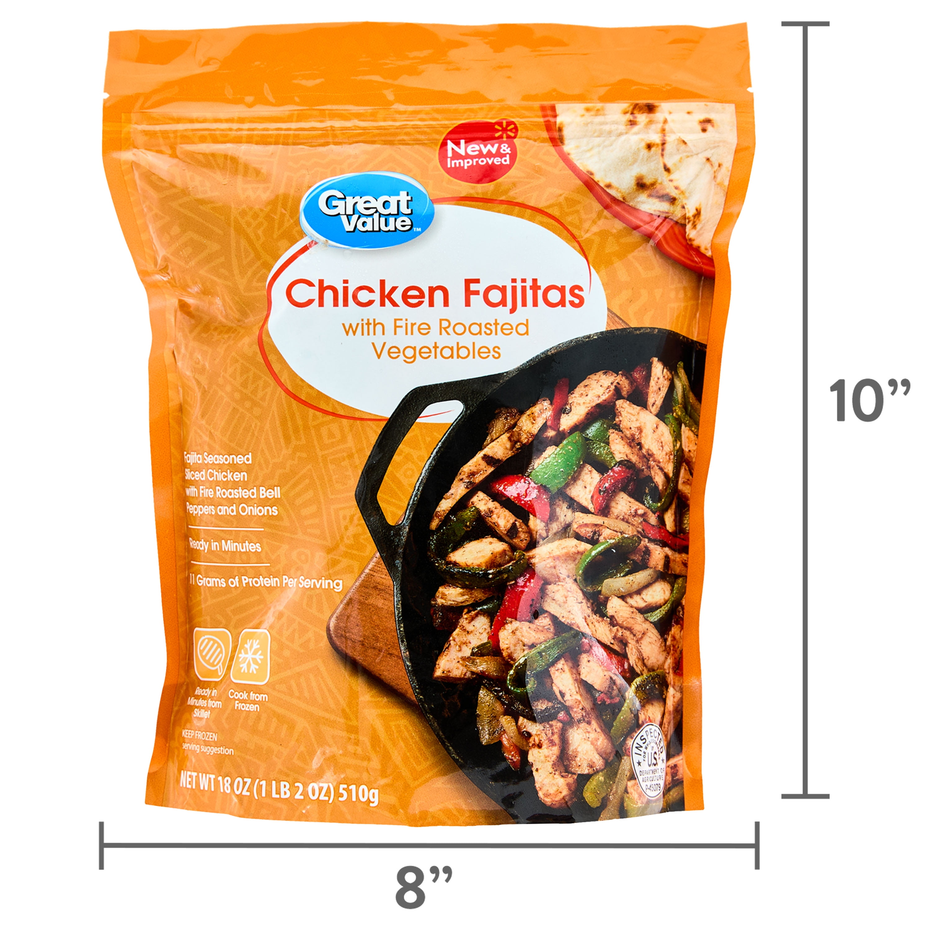 Great Value Chicken Fajitas with Fire Roasted Vegetables, 18 oz (Frozen)