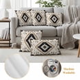 thumbnail image 6 of Pack of 2 Outdoor Pillow Covers 18x18 Inch Waterproof Boho Black Brown Throw Pillow Covers,Decorative Couch Pillow Shams Protectors Retro Geometric Southwestern Ethnic Patio Cushion Pillowcases, 6 of 8