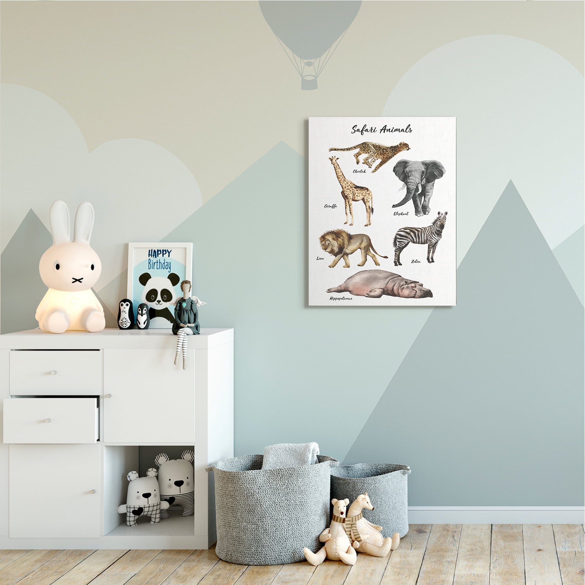 Stupell Industries Safari Animal Chart Playful Watercolor Illustrations Canvas Wall Art, 30 x 40, Design by Ziwei Li