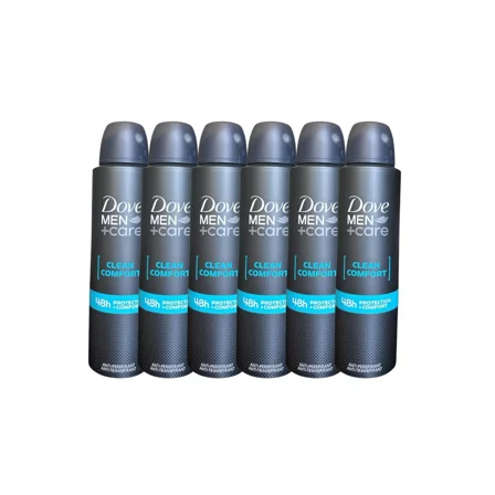 6 PK Dove Men   Care Clean Comfort Spray Deodorant & Antiperspirant 150ml/5oz