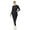 Black, variant on White Mark Women's 2-Piece Velour Long Sleeve Tracksuit Set with Faux Leather Stripe
