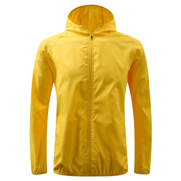 WRKEKC Coupe-Vent Imperméable avec Protection Solaire Légère Imperméable pour Sports de Plein Air Randonnée et Voyage Jaune 3TG