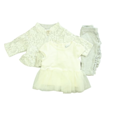 

Pre-owned Nicole Miller Girls White | Gray Apparel Sets size: 0-3 Months