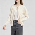 thumbnail image 5 of Lightweight Sweater Cardigan for Women Knitted Crew Neck Long Sleeve Button Down Coat Trendy Casual Comfy Clothes (S, Beige), 5 of 7