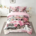 thumbnail image 2 of Manfei Rustic Pink Truck Bedding Comforter Set 7pcs for Teen, Winter Flower Floral Queen Bedding Sets, Merry Christmas Reversible Queen Sheet Sets, Super Cozy Room Decor, 2 of 7