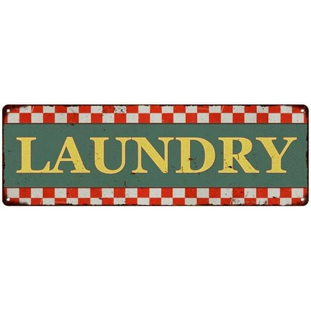 Old Style Metal - Laundry Checkerboard Country Style Vintage Metal Sign 6x18 Old Advertising Man Cave Game Room M6180687