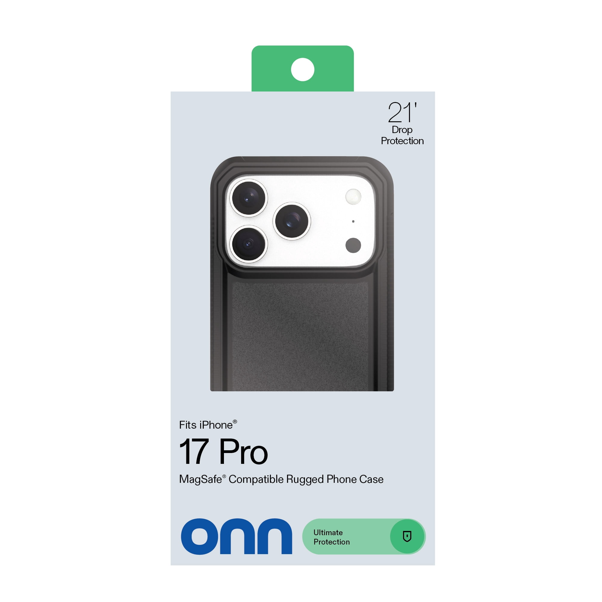onn MagSafe Compatible Rugged Phone Case for iPhone 17 Pro - Black