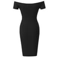 thumbnail image 2 of FashionOutfit Women's Solid Midweight Stretch Ribbed Off Shoulder Bodycon Midi Dress, 2 of 3