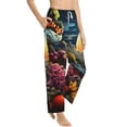 thumbnail image 3 of Cauagu Sunset Floral Fantasy Landscape Pajama Pants for Women Loose Fit Wide Leg Trouser Pants Casual Elastic Waist Drawstring Lounge Pants, 3 of 6