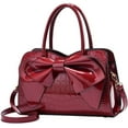 thumbnail image 1 of LHSHID Shiny Women Handbag Patent Leather Bowknot Purse Charm Glossy Top-Handle Satchel Tote Fashion Shoulder Bag, 1 of 7