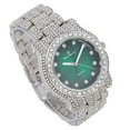 thumbnail image 4 of Charles Raymond Blinged Out Silver Hip Hop Round Luxury Mens Watch w/Iced Out Bracelet - L0504B (L0504DXB Cuban SLV Money Green), 4 of 7