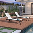 thumbnail image 3 of PURPLE LEAF Outdoor Lounge Chair Set Aluminum Patio Chaise Lounger with Side Table and Pillow for Outside Pool Beach Sunbathing Tanning Recliner White, 3 of 11