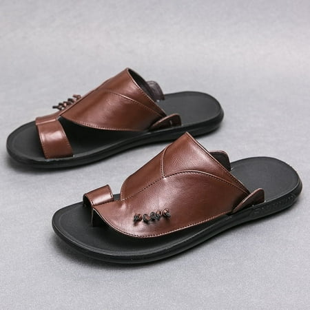 

LJHHH 2024 Mens Brown Vegan Leather Sandals ~ Arabian style Sandals ~ Great For Dress up and Dress Down ~ SandCruisers
