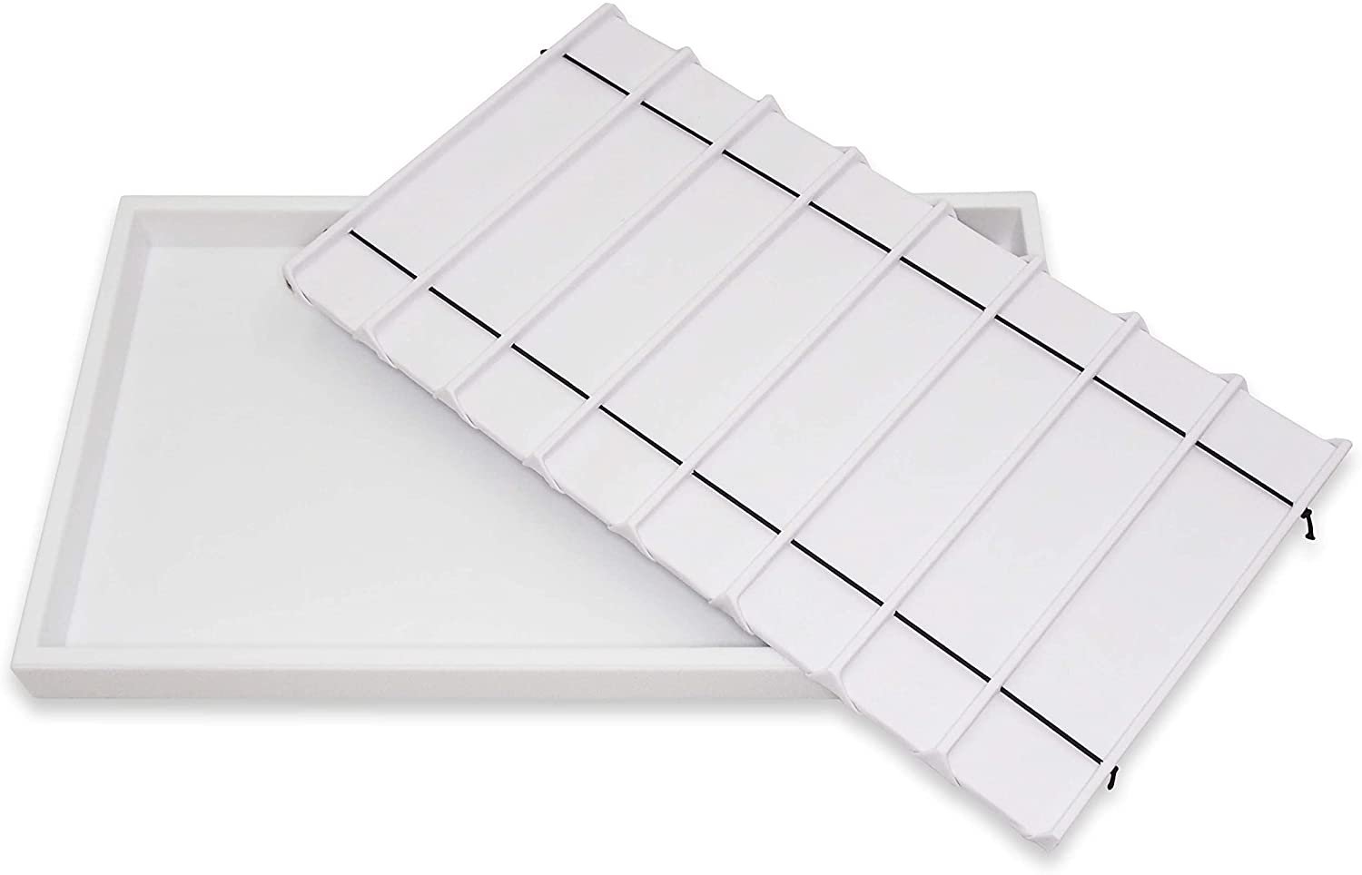 NicePackaging 24 Compartment White Leatherette Sorting Tray with  Free-standing White Plastic Display Tray For Sales / Showcase / Home /  Store Use 