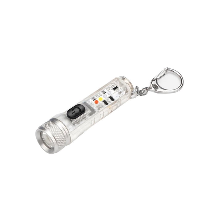 Yuarrent Mini llavero linterna de largo alcance bolsillo USB recargable luz LED con hebilla al aire libre iluminación de emergencia herramienta de Iluminación y accesorios Transparente Yuarrent HA074497-03