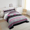 thumbnail image 3 of Feelyou Grey Pink Aztec Queen Comforter Set, Boho Rustic Triangle Bedding Sets, Western Old Fashion Reversible Bedding Comforter Set, Super Cozy Room Decor, 3-Piece, 3 of 8