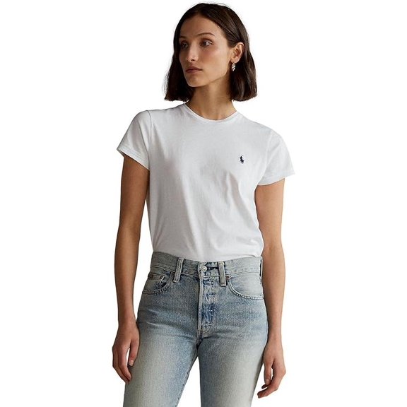 Polo Ralph Lauren Women's Classic Fit Crew Neck T-Shirt , White Navy Pony, XS