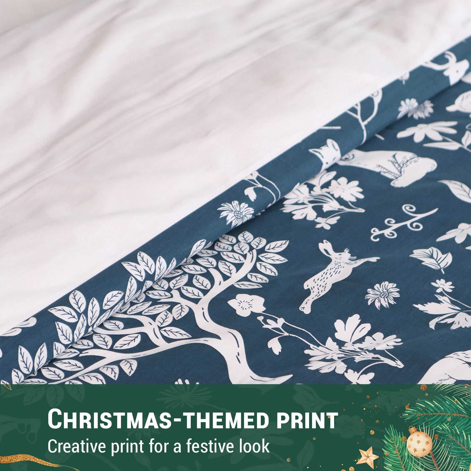Gogreen Luxury 100% Cotton Twin Duvet Cover Floral, Soft & Breathable 2 Pieces Twin Bedding Sets, Pattern Twin Comfy Duvet Cover, with Zipper Closure, Includes 1 x Pillowcase, 1 x Duvet Cover