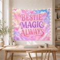 thumbnail image 5 of Bestie Magic Lettering with Hearts and Pastel Clouds, Cheerful Celestial Style for Teen Girls, Friendship Wall Art Friendship Gift, Tapestry Wall Hanging for Bedroom and Dorm, 5 of 7