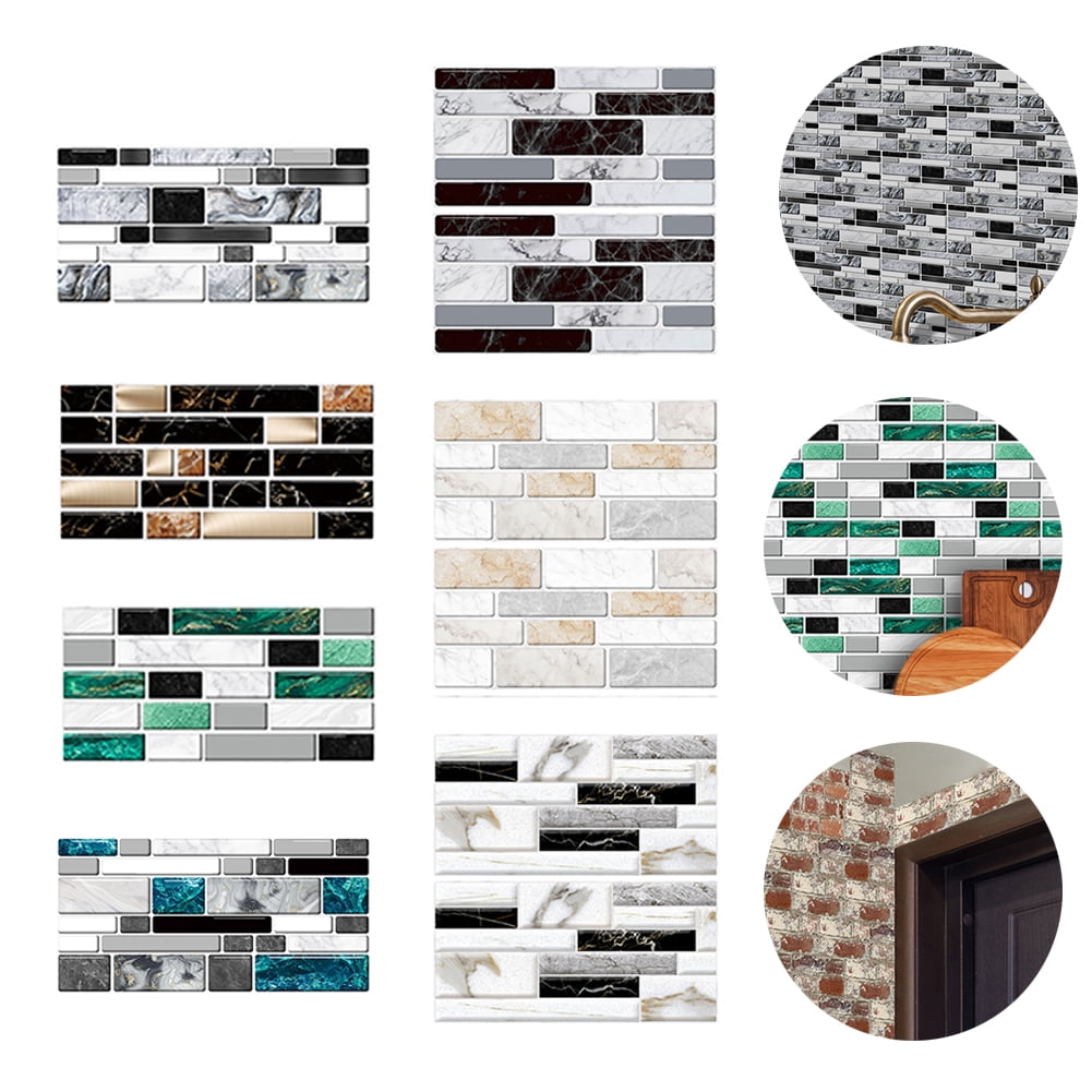 9PCS Marble Mosaic Adhesive Bathroom Kitchen Wall Tile Stair Sticker Bathroom 