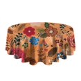 thumbnail image 5 of Pioneer Flower Floral Print Pattern Round Tablecloth 60"x60",Wrinkle Wipeable Table Cloth for Kitchen Dining Room Picnic Patio Party, 5 of 6