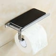 thumbnail image 2 of 304 Bright Stainless Steel Toilet Paper Holder With Mobile Phone Storage Shelf, 2 of 6