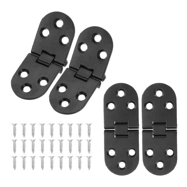 Uxcell 4pcs Bisagra Plegable para Mesa de Máquina de Coser, Bisagras de Bandeja de Zinc Negro con Tornillos