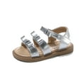 thumbnail image 4 of HAOTAGS Girls Summer Sandals, Open Toe Adjustable Hook & Loop Sandals for Beach Silver 5.5 T, 4 of 9