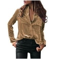 thumbnail image 2 of Azrian Women's Ladies Round Neck Loose Tops Casual Print T-Shirts Long Sleeve Blouse(Khaki,XXL), 2 of 5